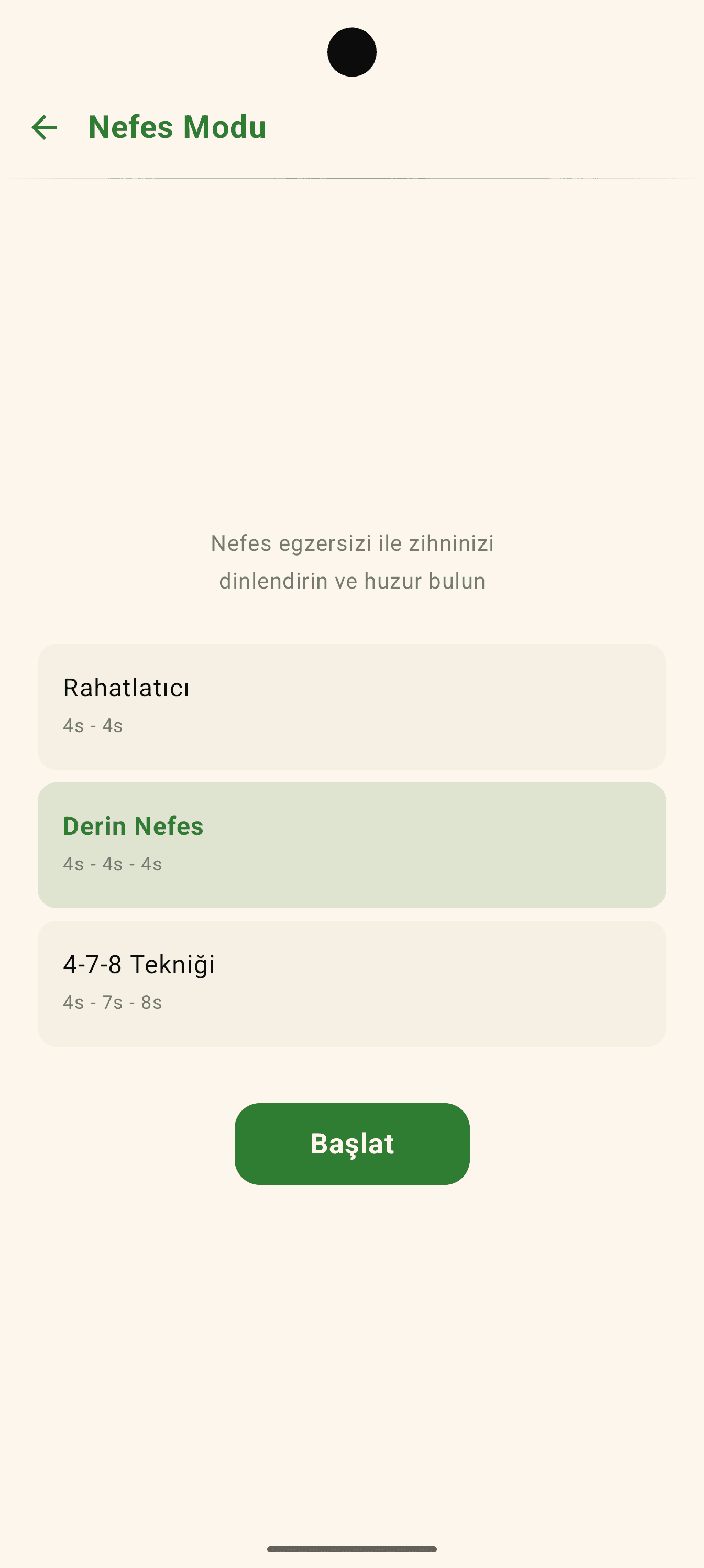Nefes egzersizi modu
